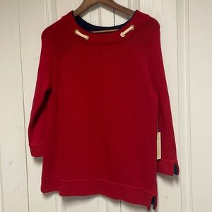 White + Warren red admiral round neck rope trim bateau sweater